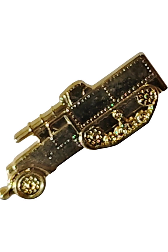 WWII Tank Destroyer Hat Lapel Brooch Pin - Shiny Brass Tone 1-1/2"W x 5/8"H