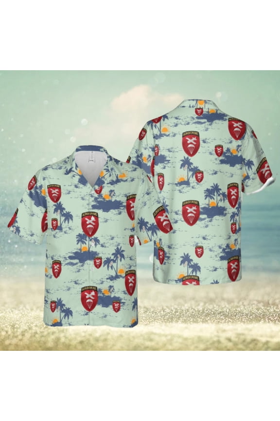WWII US 101st 82nd HeadQuarters HQ Command Airborne Paratrooper Hawaiian Shirt For Men And