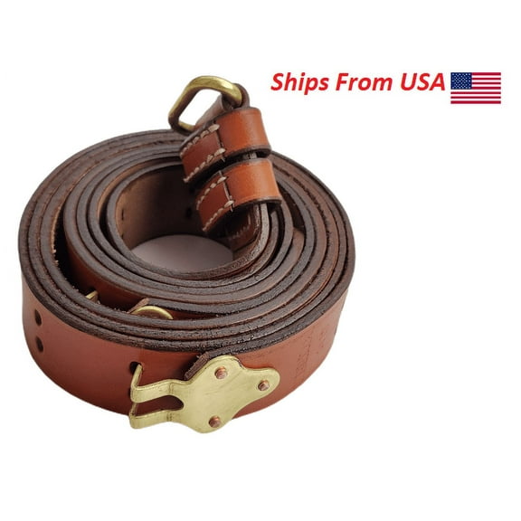 WWII US M1907 Leather Sling for M1 Garand Steel Fitting (Brown (Copper))