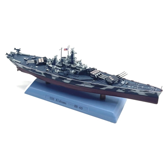WWII USS Alabama BB-60 Battleship Model 1:1000 Scale with Display Stand for Office Display