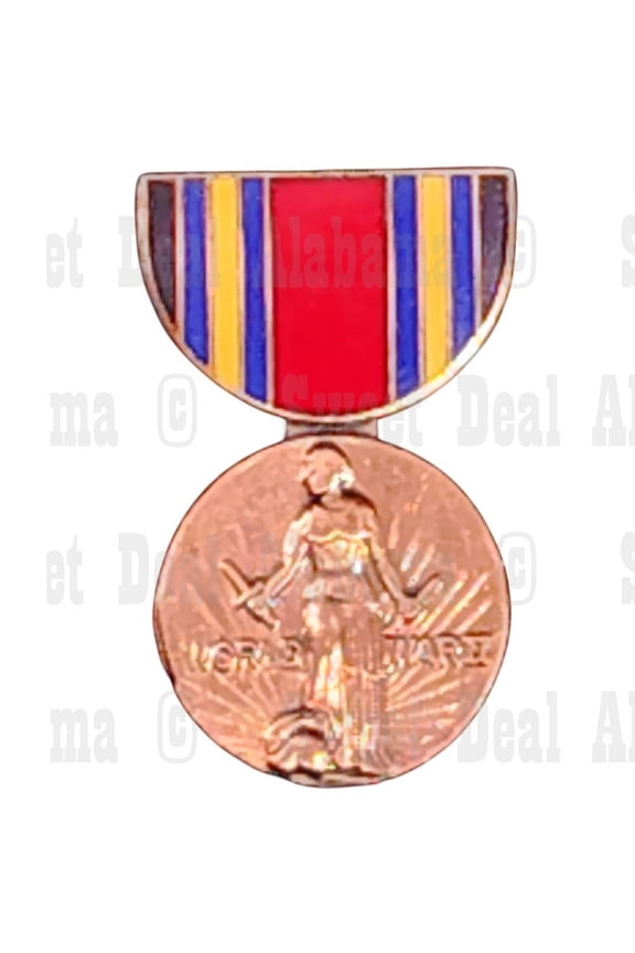 WWII Victory Mini Medal Hat, Vest, Lapel Collectors Pin 1-1/8"H x 11/16"W