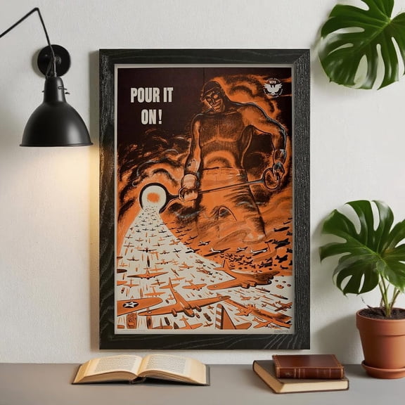 WWII Vintage : 1942 "Pour It On!" HD Print, Unframed Canvas Size 8x12