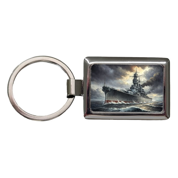 WWII Yamato-Class Battleship At Sea Metal Rectangle Keychain