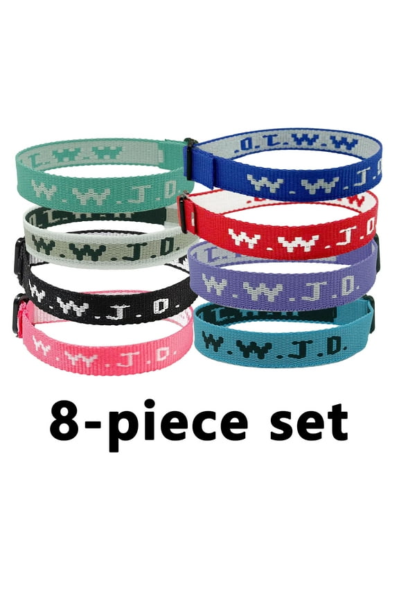 WWJD Bracelets 8-Piece Set For Man and Women Girls Religious What Would Jesus Do For Church Fundraisers, Sunday Schoo