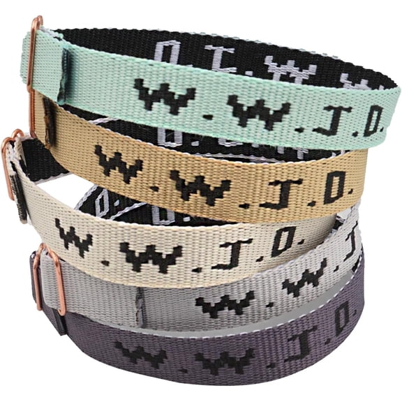 WWJD Bracelets Set, 5 Piece, Webbing What Would Jesus Do Bracelets Christian Handmade Colorful Adjustable Religious Woven Wristbands for Fundraisers