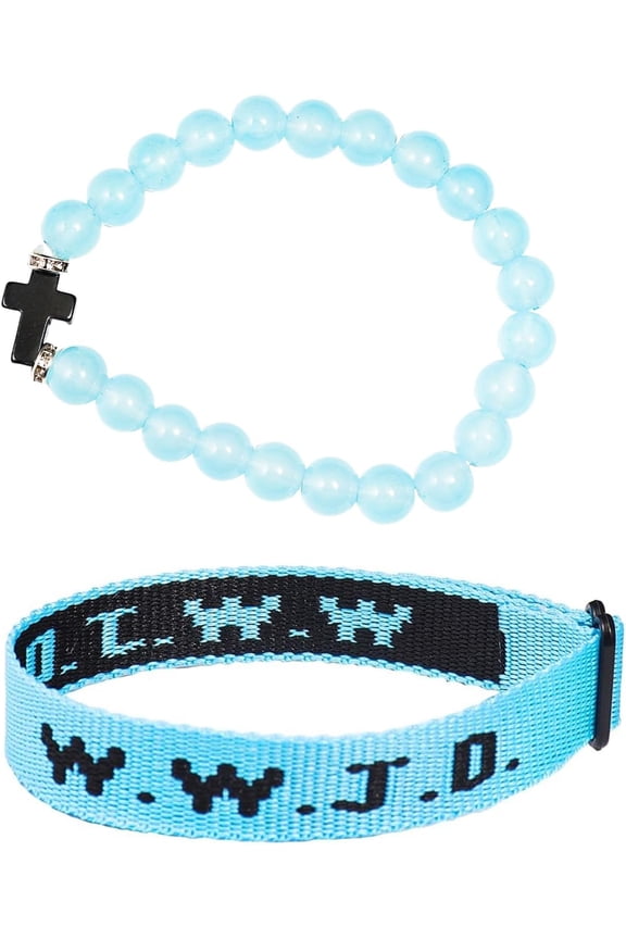 WWJD Braided Rope Beads Cross Christian Bracelet Inspirational Religious What Would Jesus Do Matching Couple Friendship Bangle Hnadmade Pray Protection Jewelry for Women Men