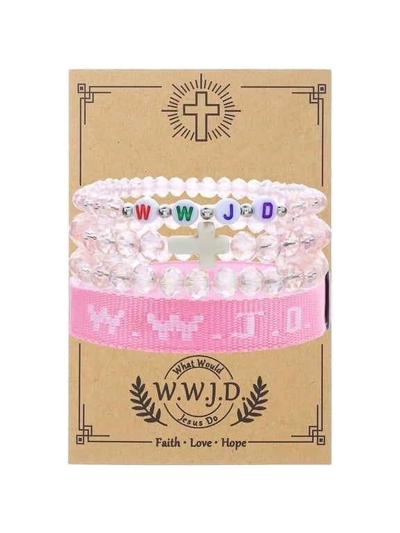 WWJD Handmade Braided Rope Bracelet Cross Crystal Beaded Stretch Bracelets What Would Jesus Do Religious Christian Wristbands for Women Men Easter Faith Friendship Jewelry Gift