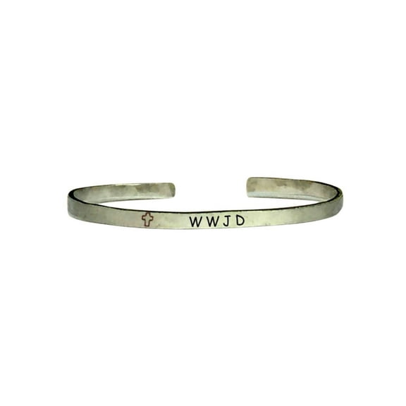 WWJD What Would Jesus Do | Custom Cuff Bracelet Personalized Jewelry Hand Sta...