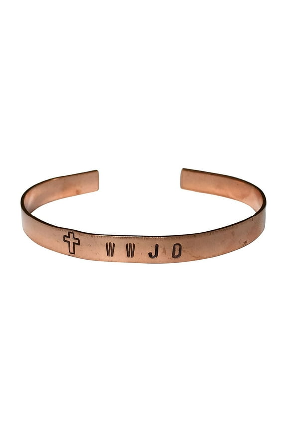 WWJD What Would Jesus Do Hand Stamped 1/4" Copper Cuff Bracelet