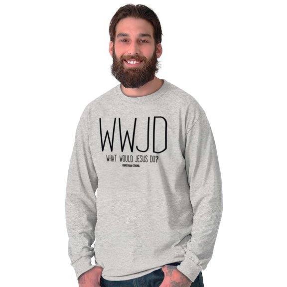 WWJD What Would Jesus Do Plus Size Long Sleeve Graphic Tee Shirt Brisco Brands 3X