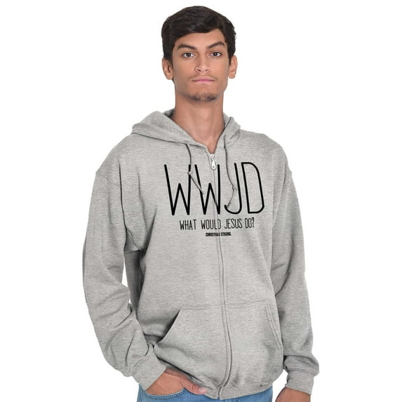 WWJD What Would Jesus Do Unisex Fleece Graphic Zip Up Hoodie Brisco Brands 5X