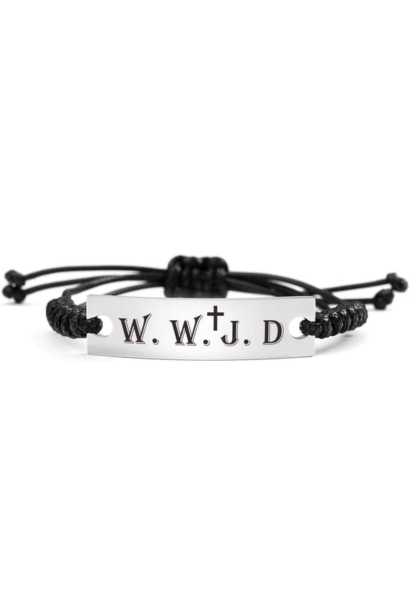 WWJD bracelet What Would Jesus Do Christian Rope ID Jewelry Stainless Steel, Crystal, Style Q4114