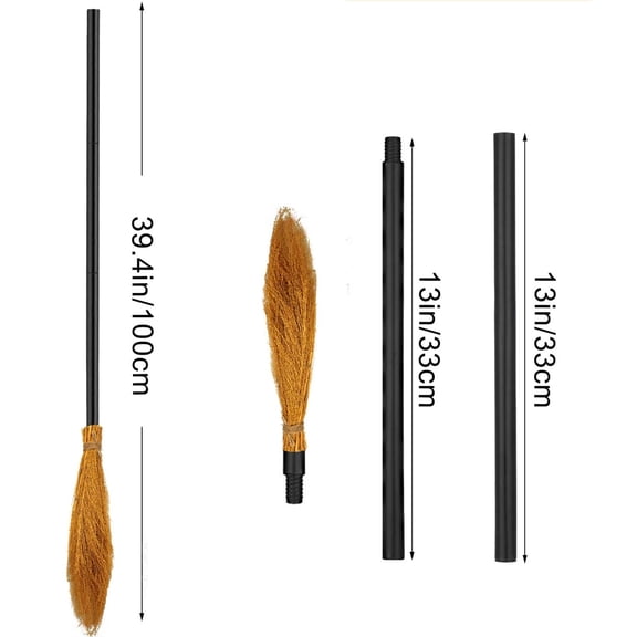 WWLQHUI Halloween Witch Broomstick,39.4in Detachable Plastic Cosplay Broom Prop for Party,Wizard Costume Accessories & Role Play
