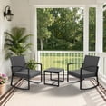 thumbnail image 1 of WWR Rocking Patio Bistro Sets 3 Piece - All-Weather - Conversation Furniture Set, Wicker Rattan Outdoor Front Porch Chair for Balcony, Porch, Garden, Backyard, Poolside, 1 of 8