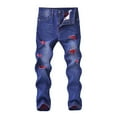 thumbnail image 1 of Generic Boys Stacked Distressed Jeans Denim Pants Winter Autumn Casual Streetwear Trousers with Knee for Teen and Big Kids Youth Fashion Jeans 7-8 Years, 1 of 6