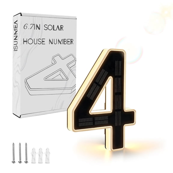 WWSOGQH 9 Inch Solar Lighted House Numbers for Outside, Light Up Waterproof LED Address Signs for Houses, Backlit Illuminated Exterior Modern House Numbers Light (1-Black, 9IN)