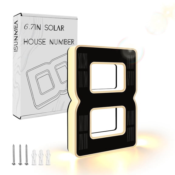WWSOGQH 9 Inch Solar Lighted House Numbers for Outside, Light Up Waterproof LED Address Signs for Houses, Backlit Illuminated Exterior Modern House Numbers Light (1-Black, 9IN)