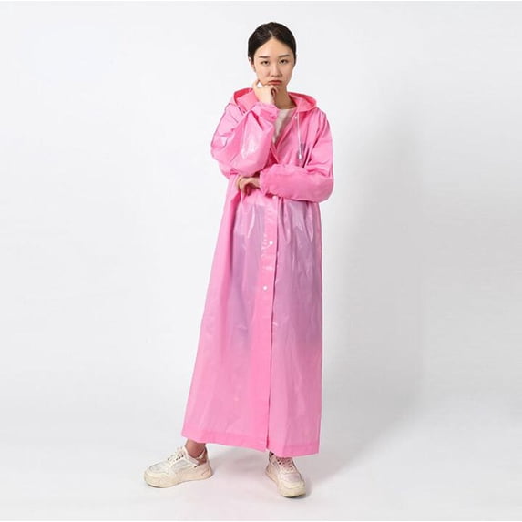 WWV Adult EVA Raincoat Reusable Waterproof Hooded Poncho for Outdoor Travel Hiking Lightweight Non Breathable Transparent Colors Options One Size 65 x 115 cm 1 Piece