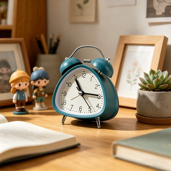 WWV Alarm Clock Twin Bell Ringer Quiet Sweep Home Desk Bedroom Office Dorm Clear Sound Plastic Tabletop Timekeeper Daily Decor Green