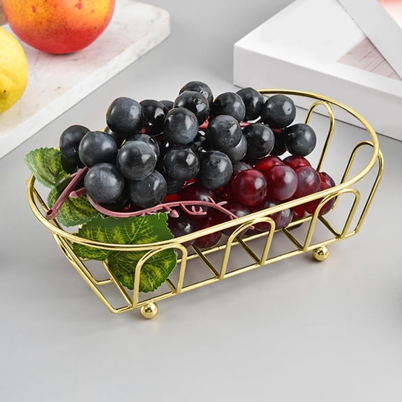 WWV Basket for Serving,Wire Baskets,Metal Mesh Serving Tray Elongated Snack Container for Chips Chicken Bread and Fruits for Diner Restaurant and Home Gold