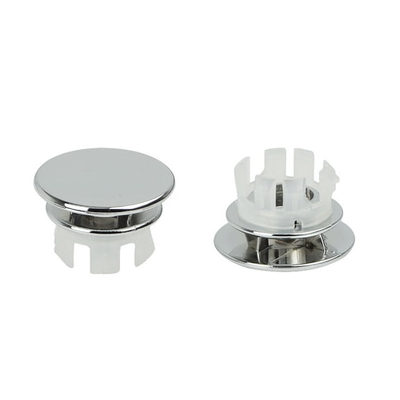 WWV Bathroom Sink Overflow Cover Trim Insert ABS Replacement For Ceramic Basin Washstand Easy Push In No Tools Chrome Look Multiple Sizes Fits Round and Oval 1 Piece
