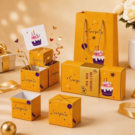 WWV Birthday Surprise Explosion Gift Box Up Party Kit with Gift Bag for Women Men Creative Packaging for Birthday Anniversary Celebration Surprise Birthday Gift for Family Friends