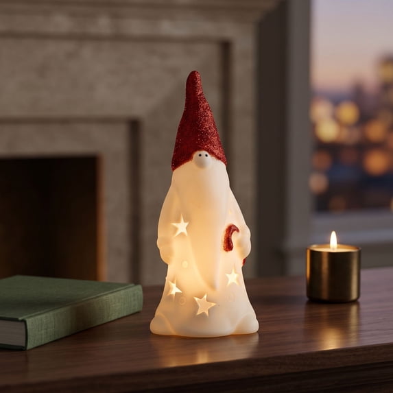 WWV Christmas LED Figurine Table Lamp Soft Glow Holiday Desktop Decor Indoor Mantel Shelf Festive Ornament Gift for Family Friends Christmas Decoration Lovers