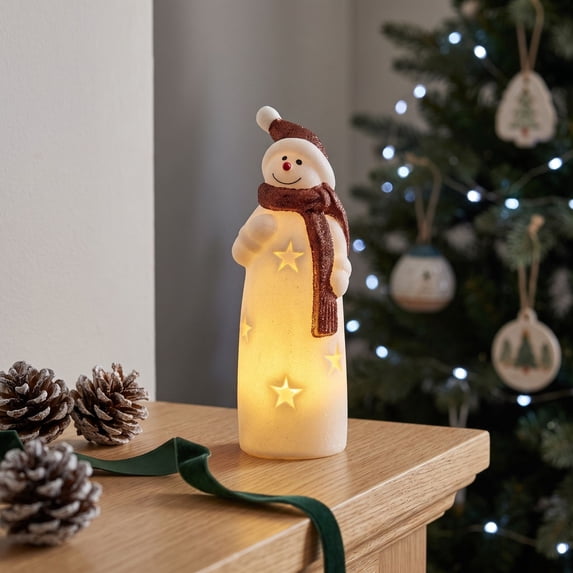 WWV Christmas LED Figurine Table Lamp Soft Glow Holiday Desktop Decor Indoor Mantel Shelf Festive Ornament Gift for Family Friends Christmas Decoration Lovers