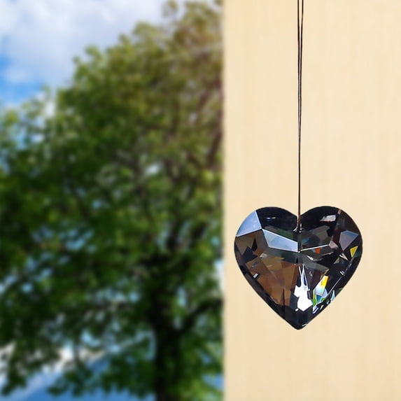 WWV Crystal Suncatcher Hanging Prism Heart Pendant 1.77in Glass Rainbow Maker with Faceted Crystals for Window Christmas Tree Decor Gift for Home Office