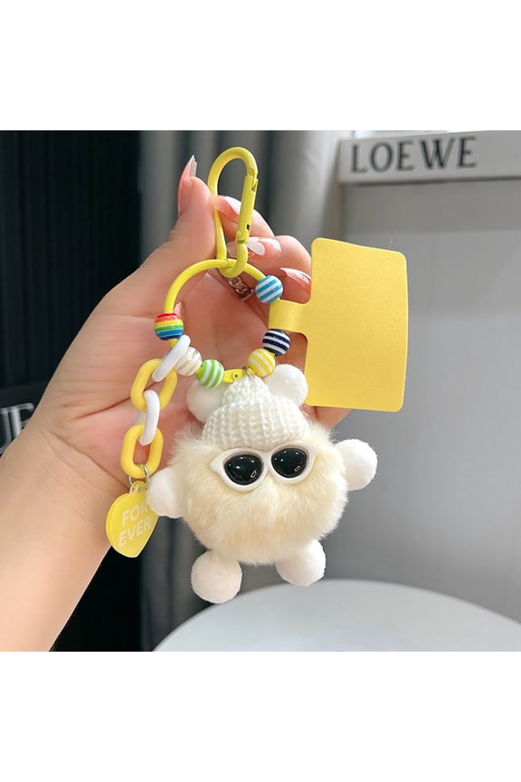 Cute Plush Keychain Toy Mini Stuffed Animal Keychain for Keys Backpack Purse Zipper Pull Soft Fabric Embroidered Eyes Lightweight Gift for Kids and Adults
