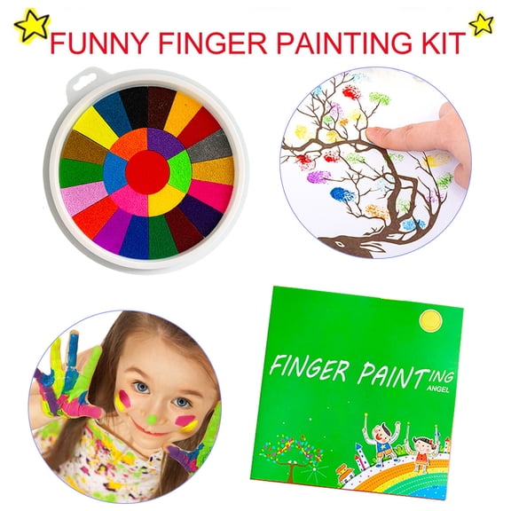 WWV Finger Painting Kit for Kids 40 Page Drawing Book with Finger Paints 10ml Non Toxic Washable Art Set for Toddlers Early Learning Christmas Gift 1 Set