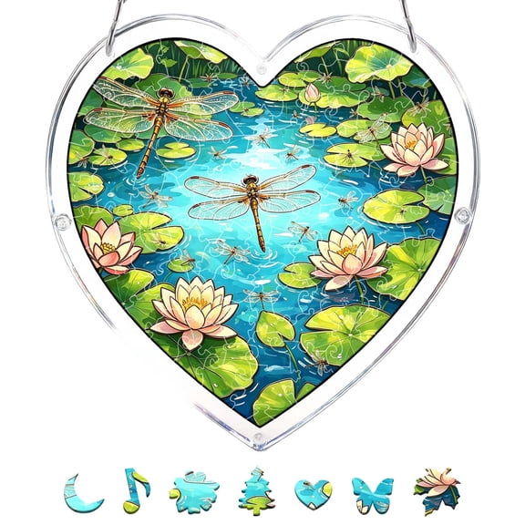 WWV Heart Acrylic Puzzle Wind Chime Suncatcher Hanging Ornament Home Garden Porch Outdoor Decorative Window Decoration Relaxing Soft Tone