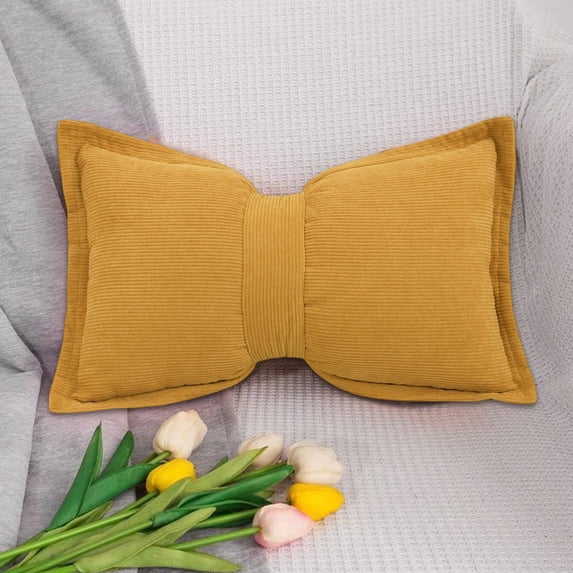 WWV Home Decor Cotton Linen Pillow Solid Color Bow Shaped Lumbar Cushion for Sofa Office Chair 20x12 Inch Mother's Day Gift for Mom