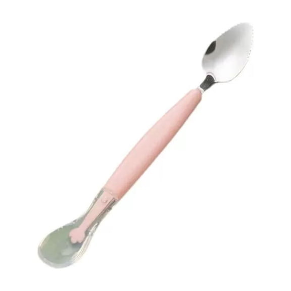 WWV Kitchen Tool Feeding Spoon Double Headed Silicone Stainless Steel for Puree Snacks Self Feeding Gift for New Mom