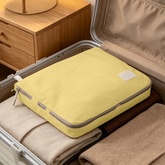 WWV Luggage Organizer Bags Travel Packing Cubes Nylon Multi-size Clothing Storage Pouches for Suitcase Business Trips Vacation Camping Weekend Yellow