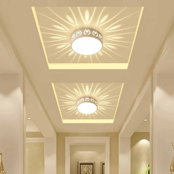 WWV Modern Crystal Ceiling Light Fixture 15cm Flush Mount Warm Yellow LED Lamp With Iron Frame For Bedroom Hallway Entry Balcony Porch Decor 1 Pack