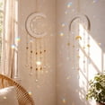 thumbnail image 1 of WWV Moon Macrame Dreamcatcher Suncatcher with Crystal Prisms Boho Wall Hanging Decor for Bedroom Window Nursery Living Room Home Gift, Gift for Family, 1 of 7