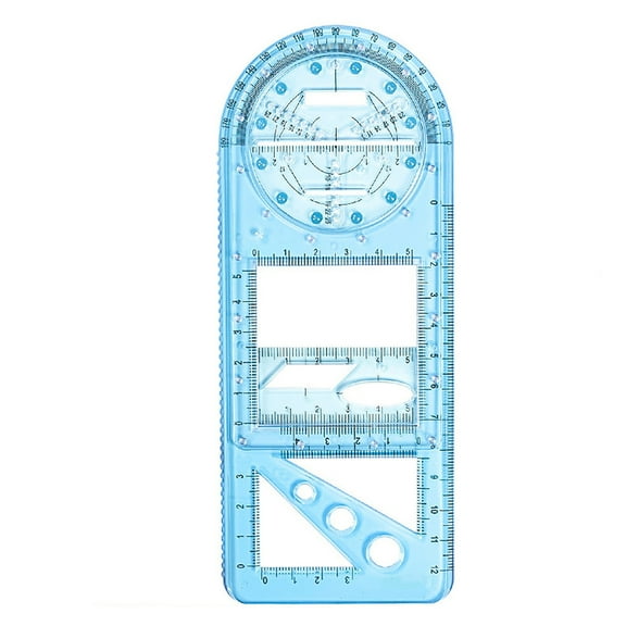 WWV Multifunction Rotating Math Ruler Template for Students Geometry Drawing Tool Protractor Stencil Drafting Mapping Layouts Transparent Plastic 20x9cm 1 Piece