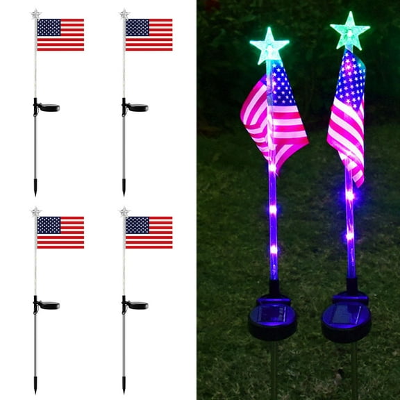 WWV Outdoor Solar Flag Yard Light Decorative LED Garden Flag Pole with Solar Powered Lights Weatherproof Fabric 64cm Tall Battery Included 2 Pack