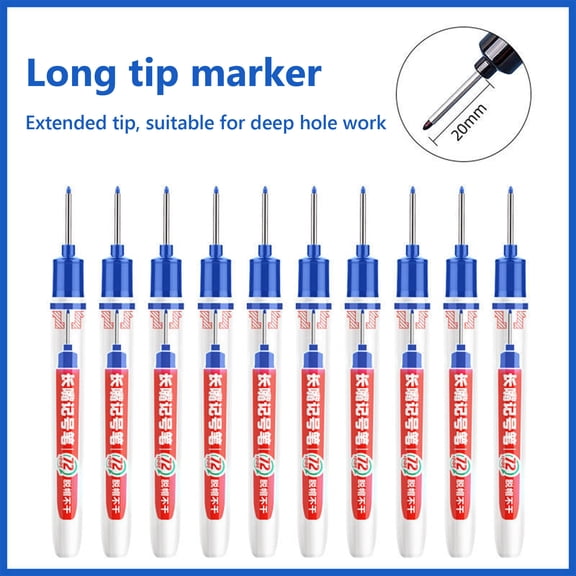 WWV Permanent Carpenter Markers long nib ink pens quick drying multi surface construction marking tools pack of 10 vivid colors durable 3ml tip for wood metal concrete