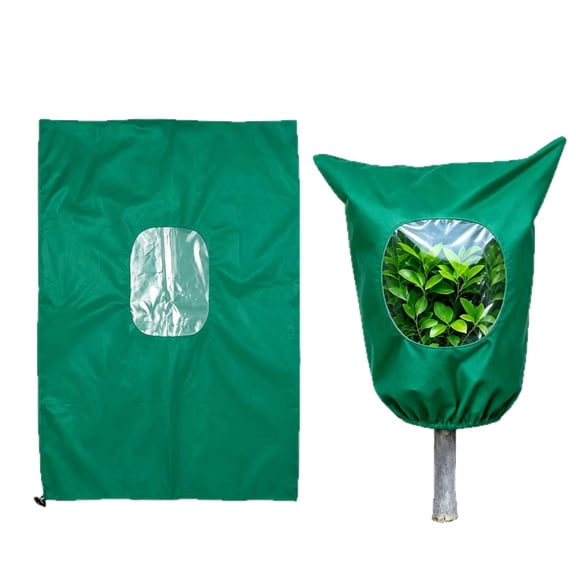 WWV Plant Winter Protection Cover Non Woven Blanket Jacket with Clear Window Drawstring for Outdoor Fruit Trees Garden Gift for Mom