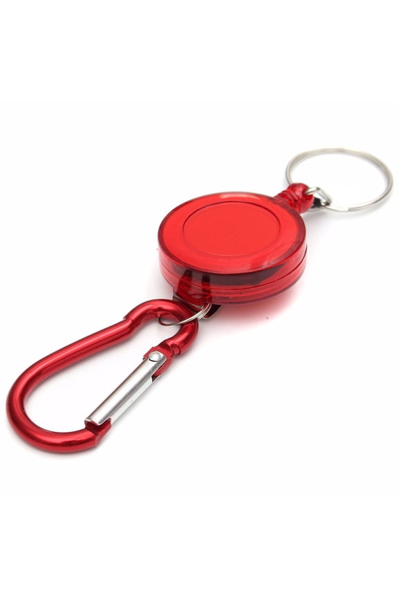 Retractable Keychain Badge Reel with Carabiner Durable Spring Clip 30mm Reel ID Holder Ski Pass Lanyard Belt Clip 20cm Cord Heavy Duty Retractable Key Ring 1 Piece