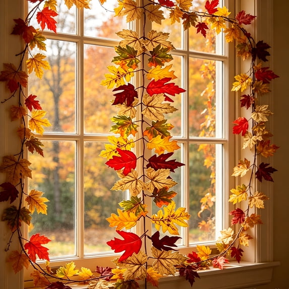 WWV Thanksgiving Decorations Fall Decor Artificial Maple Leaf Vine Garland 40 Inch for Halloween Harvest Festival Gift for Grandma Mom