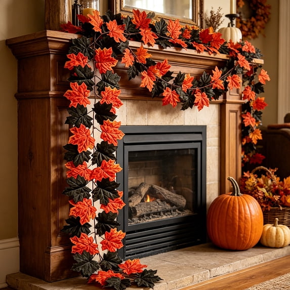 WWV Thanksgiving Decorations Fall Decor Artificial Maple Leaf Vine Garland 40 Inch for Halloween Harvest Festival Gift for Grandma Mom