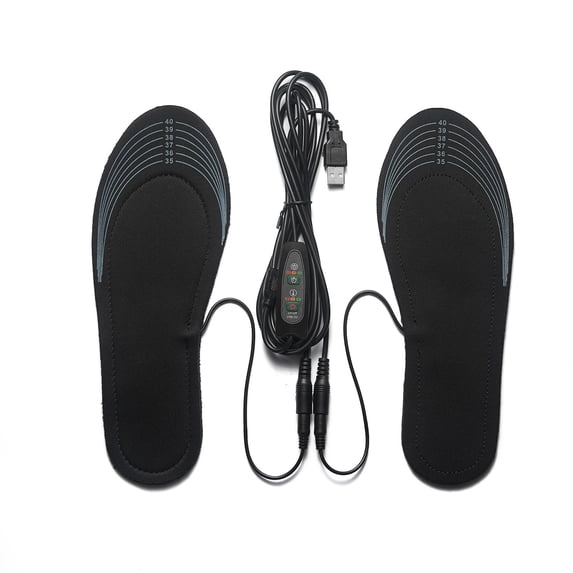 WWV USB Heated Insoles Foot Warmers Pair 3 Level Temp Control 45 50 55C Washable Cuttable Electric Shoe Inserts for Boots Skiing Work Cycling 5V 2A