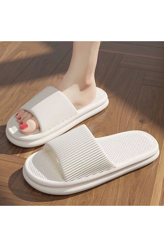 Unisex Shower Slides Slippers Soft EVA Thick Sole Non Slip Flip Flops for Bathroom Pool Beach Indoor Outdoor Comfort Size 40 1 Pair White