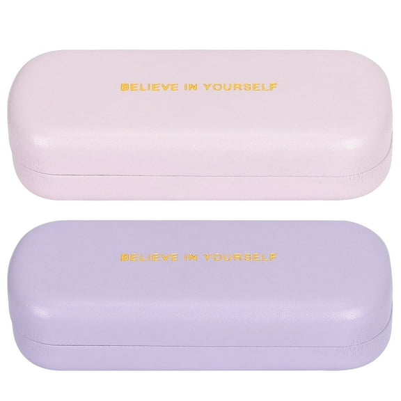 WWW 2 Pack Eyeglass Case for Women Man, Light Portable Hard Shell Eye Glass Case,Pink+Purple