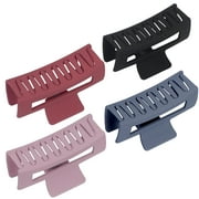 WWW 4 PCS Hair Claw Clips for Women, 3.5 Inch Matte Big Claw Clips Strong Hold Non-Slip Barrettes Rectangular Jaw Clips for Long T