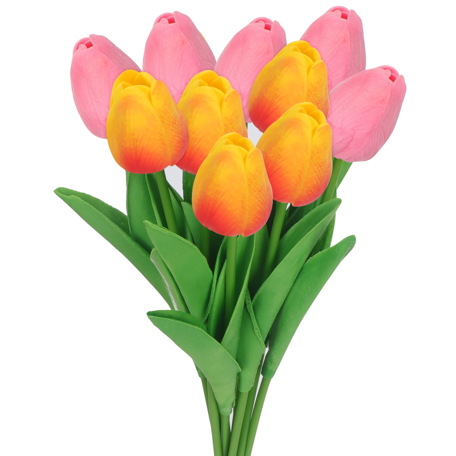 WWW Artificial Tulips Flowers Faux Tulip (10 Pcs) Real Feel PU Tulips