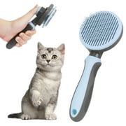 WWW Dog and Cat Brush for Shedding, Soft Dog Grooming Tool Brush Self Cleaning Dog Grooming Brush Pet Slicker Brush for Dogs Cats Blue
